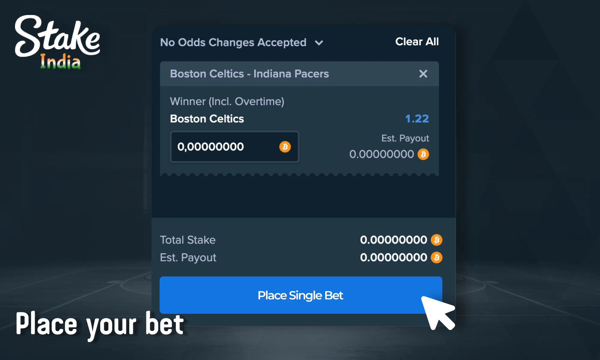 Confirm your bet at Stake India